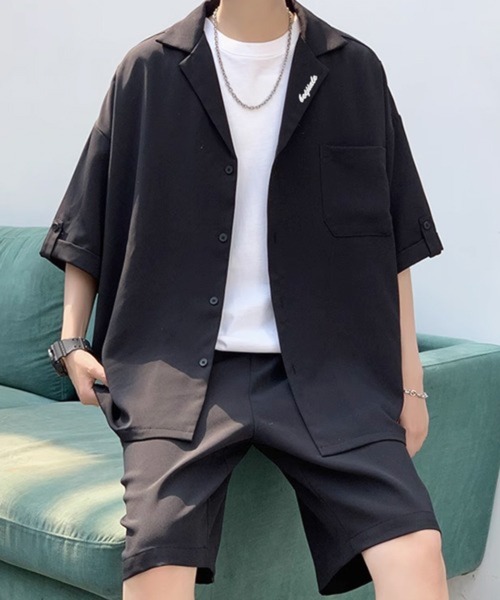 CERCA（チェルカ）の「【NOWLE】リラックスフィット オープンカラー 半袖シャツ＆ハーフパンツ サマー セットアップ（セットアップ・メンズ・ブラック/グレー・MEDIUM/LARGE）」の10枚目の写真