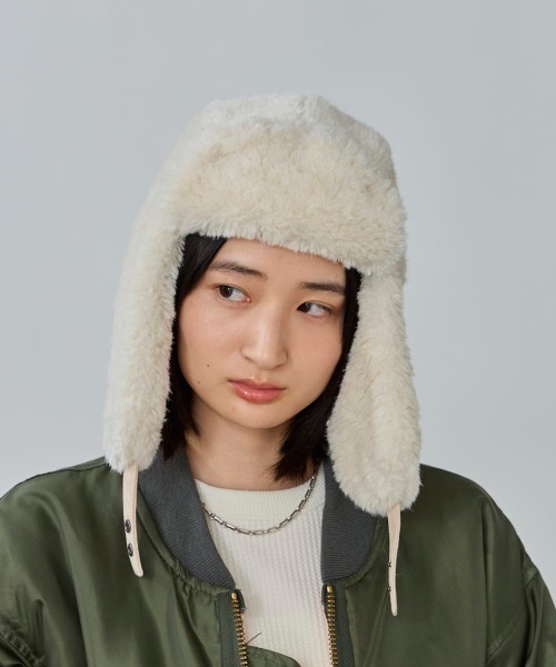 OVERRIDE（オーバーライド）の「OVERRIDE  MINI FUR TRAPPER SGP / オーバーライド（ハット・レディース・ホワイト/ピンク/ベージュ・57~59cm）」の8枚目の写真