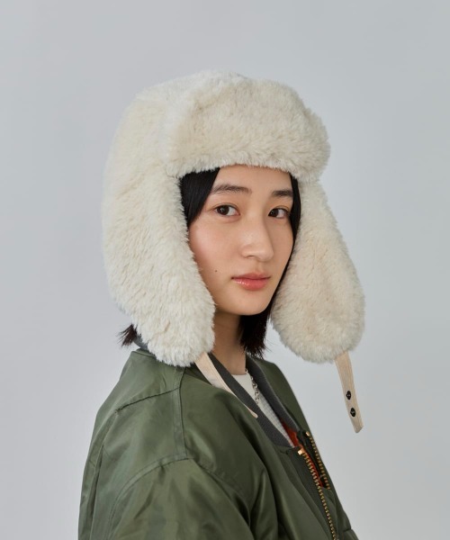 OVERRIDE（オーバーライド）の「OVERRIDE  MINI FUR TRAPPER SGP / オーバーライド（ハット・レディース・ホワイト/ピンク/ベージュ・57~59cm）」の10枚目の写真