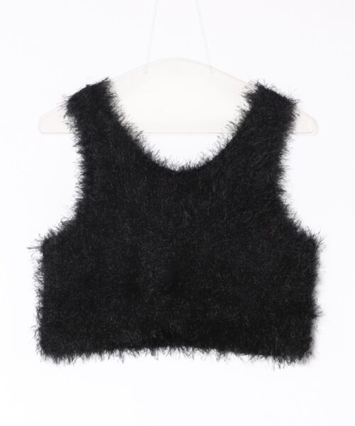 Gready Brilliant(グレディブリリアン)の「シャギーショートベスト(ニット/セーター・レディース・ブラック/グレイッシュベージュ・FREE)」の5枚目の写真