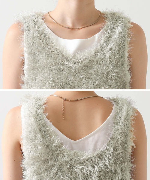 Gready Brilliant(グレディブリリアン)の「シャギーショートベスト(ニット/セーター・レディース・ブラック/グレイッシュベージュ・FREE)」の10枚目の写真