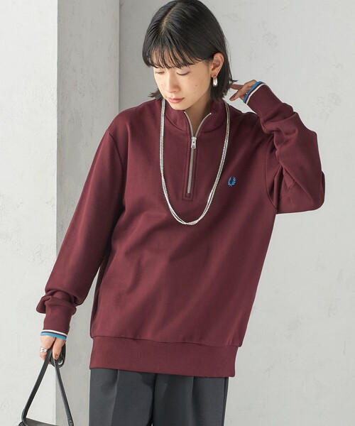 FRED PERRY(フレッドペリー)の「FRED PERRY: M3574 HALF ZIP SHIRT(スウェット・レディース・ベージュ/ネイビー/ワイン・ONE SIZE)」の5枚目の写真