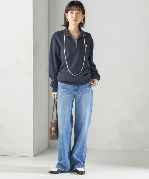 FRED PERRY(フレッドペリー)の「FRED PERRY: M3574 HALF ZIP SHIRT(スウェット・レディース・ベージュ/ネイビー/ワイン・ONE SIZE)」の10枚目の写真
