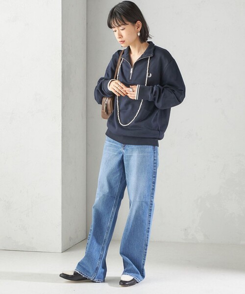 FRED PERRY(フレッドペリー)の「FRED PERRY: M3574 HALF ZIP SHIRT(スウェット・レディース・ベージュ/ネイビー/ワイン・ONE SIZE)」の11枚目の写真