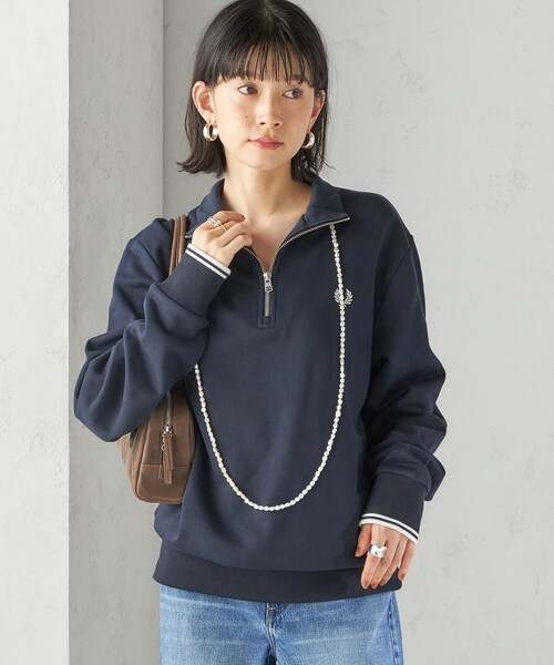 FRED PERRY(フレッドペリー)の「FRED PERRY: M3574 HALF ZIP SHIRT(スウェット・レディース・ベージュ/ネイビー/ワイン・ONE SIZE)」の13枚目の写真