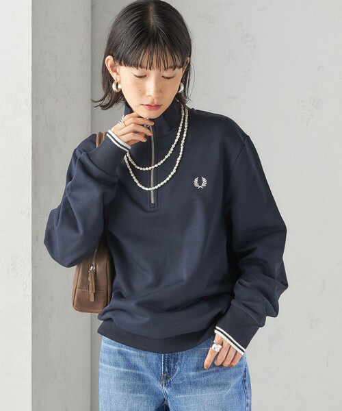 FRED PERRY(フレッドペリー)の「FRED PERRY: M3574 HALF ZIP SHIRT(スウェット・レディース・ベージュ/ネイビー/ワイン・ONE SIZE)」の19枚目の写真
