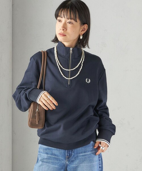 FRED PERRY(フレッドペリー)の「FRED PERRY: M3574 HALF ZIP SHIRT(スウェット・レディース・ベージュ/ネイビー/ワイン・ONE SIZE)」の20枚目の写真