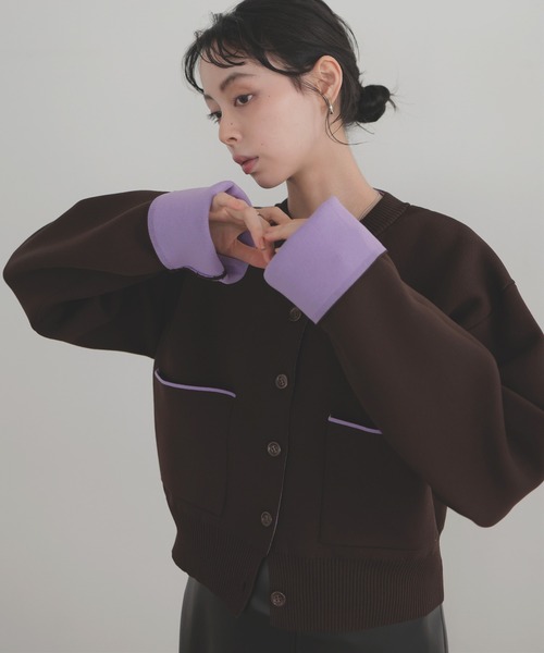 LIAN（リアン）の「バイカラーニットカーディガン【入荷禁止】（カーディガン/ボレロ・レディース・アイボリー/チャコールグレー/グレー/ブラウン・FREE）」の7枚目の写真