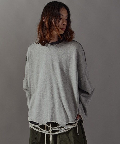 Theater code(シアターコード)の「Distressed sweatshirt/ダメージ加工スウェット(スウェット・メンズ・ブラック/グレー・FREE)」の19枚目の写真