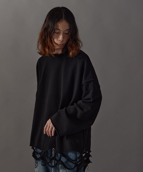 セール】Distressed sweatshirt/ダメージ加工スウェット（スウェット
