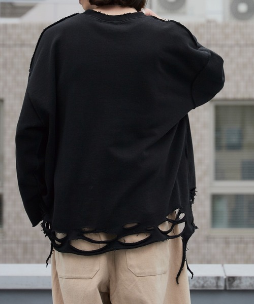 セール】Distressed sweatshirt/ダメージ加工スウェット（スウェット