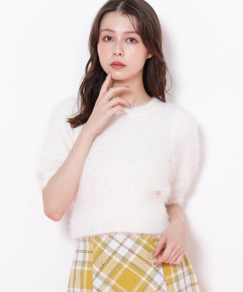 JILL by JILL STUART(ジルバイジルスチュアート)の「◇ハートプレート付きフェザーニット(ニット/セーター・レディース・ピンク/グリーン/ブラウン/ホワイト・FREE)」の5枚目の写真