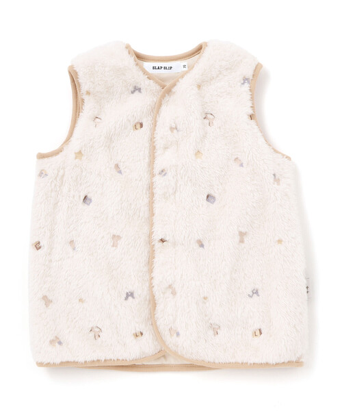 SLAP SLIP BABY(スラップスリップベビー)の「【お揃い】総柄刺しゅうもこもこボアスリーパーベビー(ベビーパジャマ/スリーパー・キッズ・ピンク/オフホワイト・FREE)」の4枚目の写真