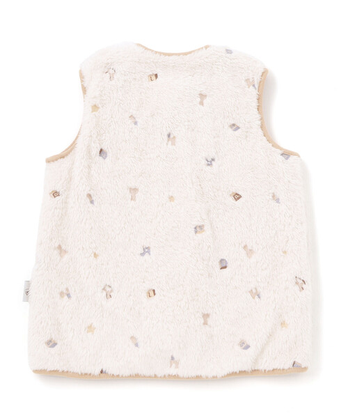 SLAP SLIP BABY(スラップスリップベビー)の「【お揃い】総柄刺しゅうもこもこボアスリーパーベビー(ベビーパジャマ/スリーパー・キッズ・ピンク/オフホワイト・FREE)」の5枚目の写真