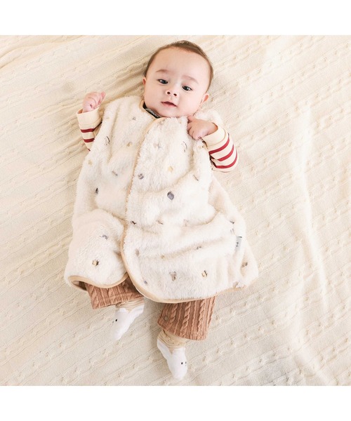 SLAP SLIP BABY（スラップスリップベビー）の「【お揃い】総柄刺しゅうもこもこボアスリーパーベビー（ベビーパジャマ/スリーパー・キッズ・ピンク/オフホワイト・FREE）」の16枚目の写真