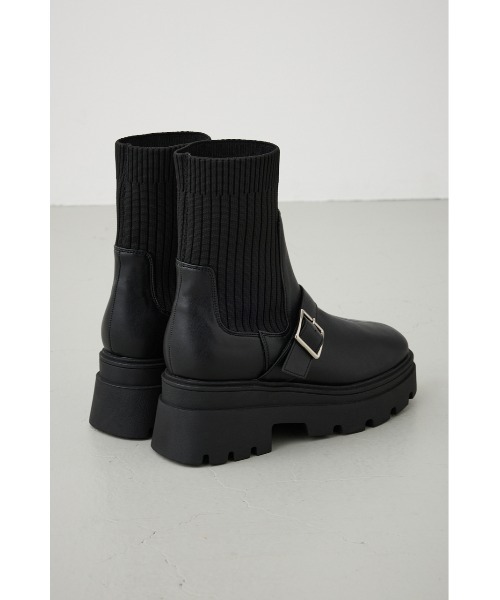 ベルトデザイントラックソールソックスブーツ（ブーツ）｜AZUL BY