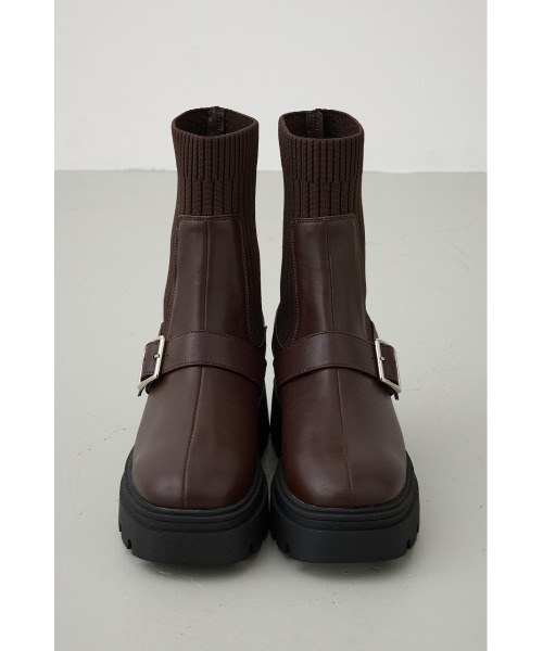 ベルトデザイントラックソールソックスブーツ（ブーツ）｜AZUL BY