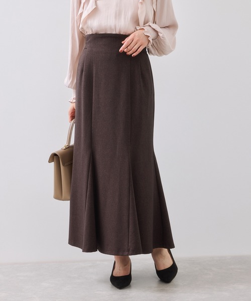 VIS（ビス）の「【美easy】ウーリッシュマーメイドスカート/セットアップ対応・イージーケア（スカート・レディース・ダークブラウン/ベージュ系その他2/ベージュ/ブラック/グレー/オフホワイト・SS/S/M/L）」の4枚目の写真