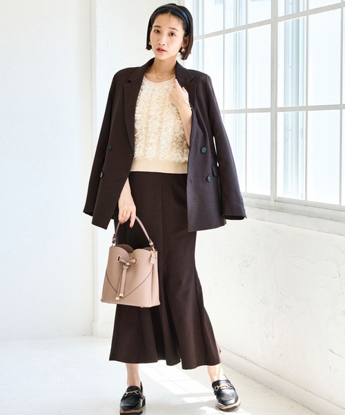 VIS（ビス）の「【美easy】ウーリッシュマーメイドスカート/セットアップ対応・イージーケア（スカート・レディース・ダークブラウン/ベージュ系その他2/ベージュ/ブラック/グレー/オフホワイト・SS/S/M/L）」の14枚目の写真