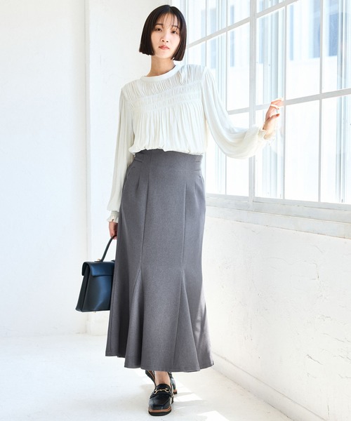 VIS（ビス）の「【美easy】ウーリッシュマーメイドスカート/セットアップ対応・イージーケア（スカート・レディース・ダークブラウン/ベージュ系その他2/ベージュ/ブラック/グレー/オフホワイト・SS/S/M/L）」の18枚目の写真