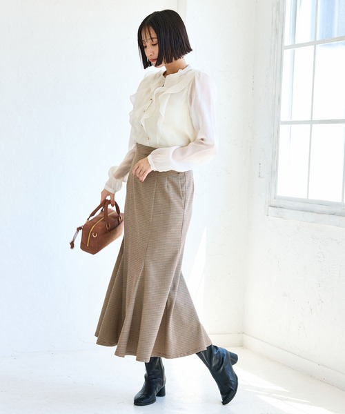 VIS（ビス）の「【美easy】ウーリッシュマーメイドスカート/セットアップ対応・イージーケア（スカート・レディース・ダークブラウン/ベージュ系その他2/ベージュ/ブラック/グレー/オフホワイト・SS/S/M/L）」の19枚目の写真