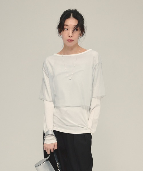eL（エル）の「【eL】Sheer Layered TEE LS/581445（Tシャツ/カットソー・レディース・グレー系その他/ネイビー系・FREE）」の2枚目の写真