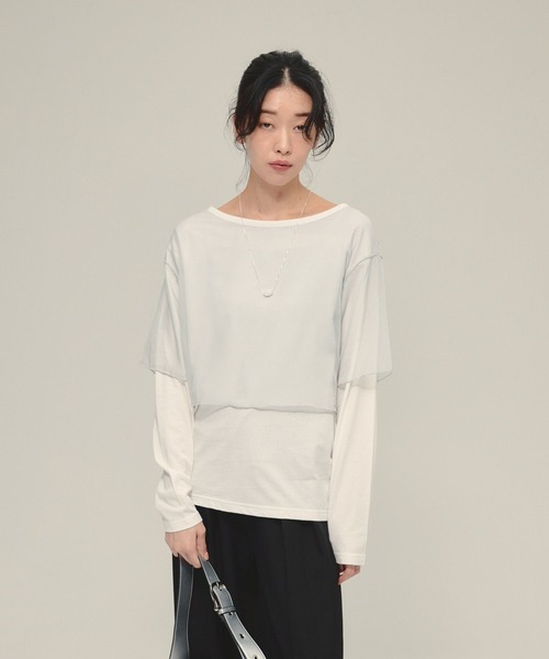 eL（エル）の「【eL】Sheer Layered TEE LS/581445（Tシャツ/カットソー・レディース・グレー系その他/ネイビー系・FREE）」の5枚目の写真