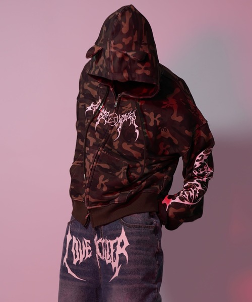 A'GEM/9 × .kom 『LOVE KILLER/ラブ キラー』CAMO LOGO CAT ZIP-UP