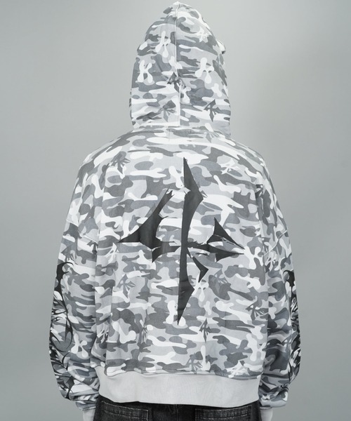 LOVE KILLER(ラブキラー)の「A'GEM/9 × .kom 『LOVE KILLER/ラブ キラー』CAMO LOGO CAT ZIP-UP HOODIE/ カモフラロゴ キャットジップアップパーカー(パーカー・メンズ・グレー・FREE)」の7枚目の写真
