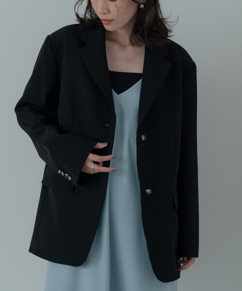 GALLEST（ギャレスト）の「ダブルクロスオーバージャケット（テーラードジャケット・レディース・ブラック/ベージュ・38/34）」の2枚目の写真