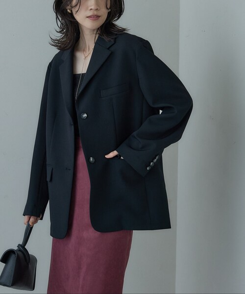 GALLEST（ギャレスト）の「ダブルクロスオーバージャケット（テーラードジャケット・レディース・ブラック/ベージュ・38/34）」の18枚目の写真