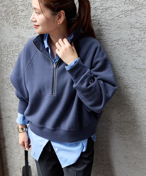 別注【CHAMPION/チャンピオン】for JS ハーフジップスウェット