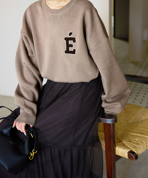 WEB限定カラー有り/追加》サガラ刺繍スウェットライクニット