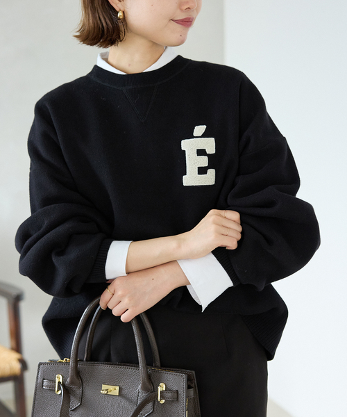 WEB限定カラー有り/追加》サガラ刺繍スウェットライクニット（ニット