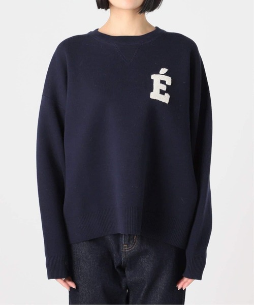 スローブイエナ　サガラ刺繍スウェットライクニット　ネイビー WEB限定カラー有り/追加》サガラ刺繍スウェットライクニット（ニット