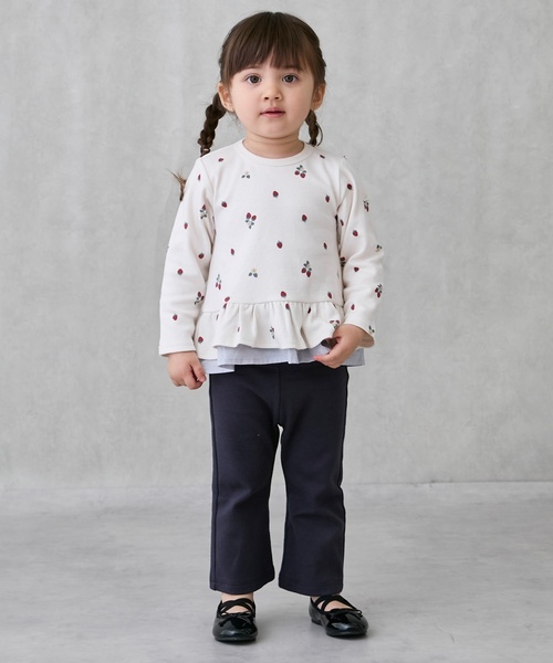 petit main(プティマイン)の「【オーガニック】ペプラム長袖Tシャツ(Tシャツ/カットソー・キッズ・ライトブルー/オフホワイト/ブルー/アイボリー/スモークピンク・110cm/100cm/120cm/90cm/130cm/80cm)」の10枚目の写真