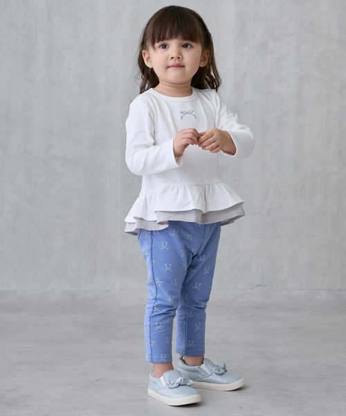 petit main(プティマイン)の「【オーガニック】ペプラム長袖Tシャツ(Tシャツ/カットソー・キッズ・ライトブルー/オフホワイト/ブルー/アイボリー/スモークピンク・110cm/100cm/120cm/90cm/130cm/80cm)」の11枚目の写真