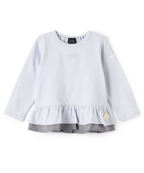 petit main(プティマイン)の「【オーガニック】ペプラム長袖Tシャツ(Tシャツ/カットソー・キッズ・ライトブルー/オフホワイト/ブルー/アイボリー/スモークピンク・110cm/100cm/120cm/90cm/130cm/80cm)」の14枚目の写真