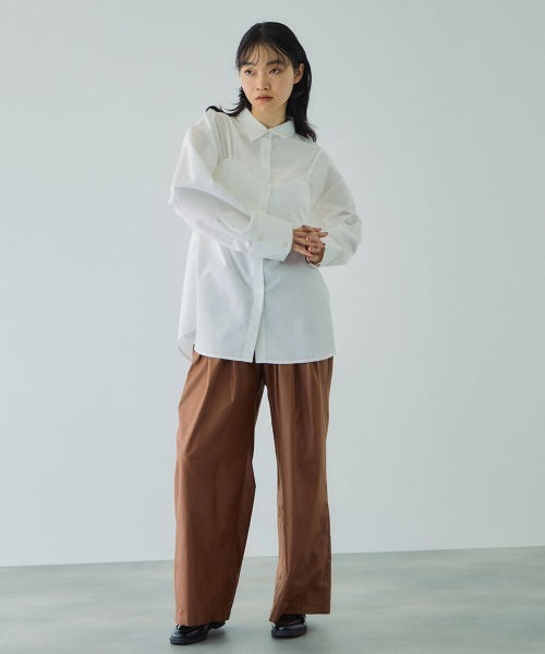 VICKY（ビッキー）の「ブロードビスチェ付きブラウス≪手洗い可能≫（シャツ/ブラウス・レディース・オフホワイト/サックスブルー/ブラウン/ダークグレー・M）」の5枚目の写真