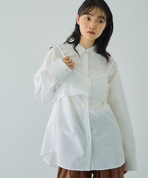 VICKY（ビッキー）の「ブロードビスチェ付きブラウス≪手洗い可能≫（シャツ/ブラウス・レディース・オフホワイト/サックスブルー/ブラウン/ダークグレー・M）」の7枚目の写真