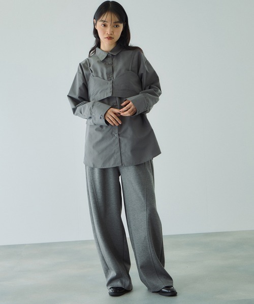 VICKY（ビッキー）の「ブロードビスチェ付きブラウス≪手洗い可能≫（シャツ/ブラウス・レディース・オフホワイト/サックスブルー/ブラウン/ダークグレー・M）」の16枚目の写真