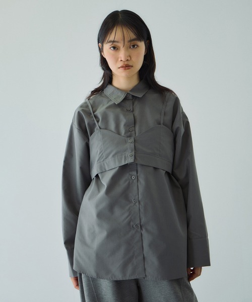 VICKY（ビッキー）の「ブロードビスチェ付きブラウス≪手洗い可能≫（シャツ/ブラウス・レディース・オフホワイト/サックスブルー/ブラウン/ダークグレー・M）」の18枚目の写真