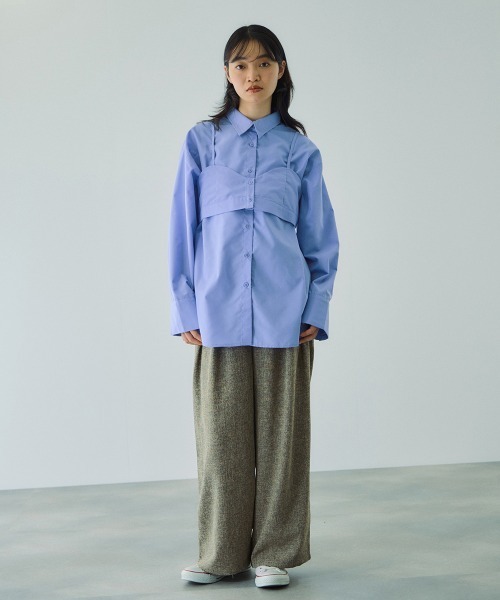 VICKY（ビッキー）の「ブロードビスチェ付きブラウス≪手洗い可能≫（シャツ/ブラウス・レディース・オフホワイト/サックスブルー/ブラウン/ダークグレー・M）」の21枚目の写真