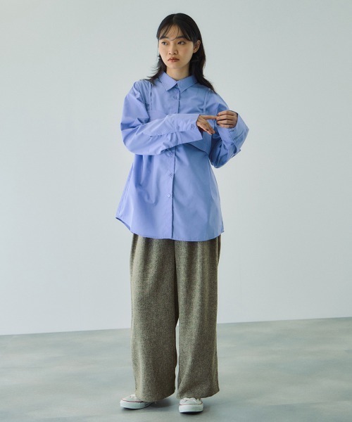 VICKY（ビッキー）の「ブロードビスチェ付きブラウス≪手洗い可能≫（シャツ/ブラウス・レディース・オフホワイト/サックスブルー/ブラウン/ダークグレー・M）」の22枚目の写真