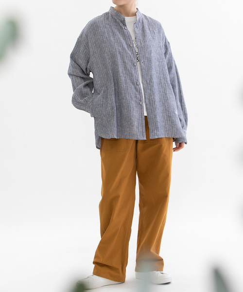 ノップドゥノッド（nop de nod）/リネンバンドカラーシャツ セール】リネンバンドカラーシャツ（シャツ/ブラウス）｜nop de nod