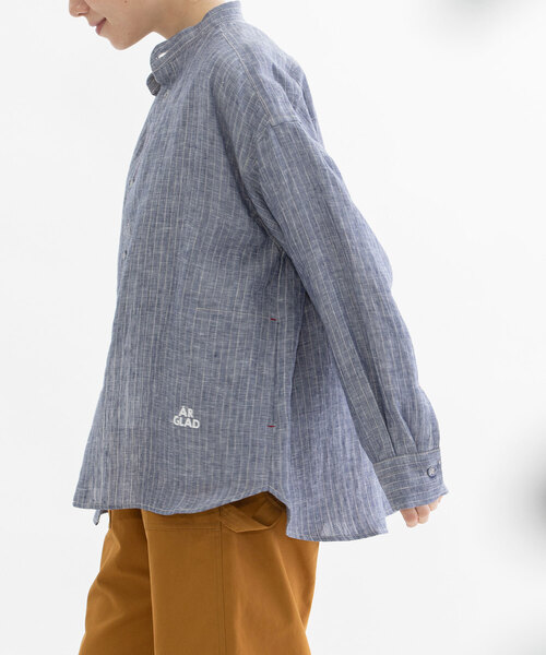 nop de nod(ノップドゥノッド)の「リネンバンドカラーシャツ(シャツ/ブラウス・レディース・レッド/ライトブルー/ダークブルー・M)」の7枚目の写真