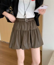 ベルト付き ティアード ギャザー ミニ スカート