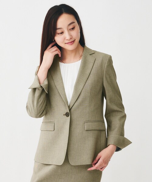 UNTITLED（アンタイトル）の「【洗える/お仕事スーツ】ドライメランジ テーラードジャケット（テーラードジャケット・レディース・チャコールグレー/ベージュ/ネイビー/チャコール/ベージュ系5・00/01/02/03/04/42/44/46/48/50）」の4枚目の写真