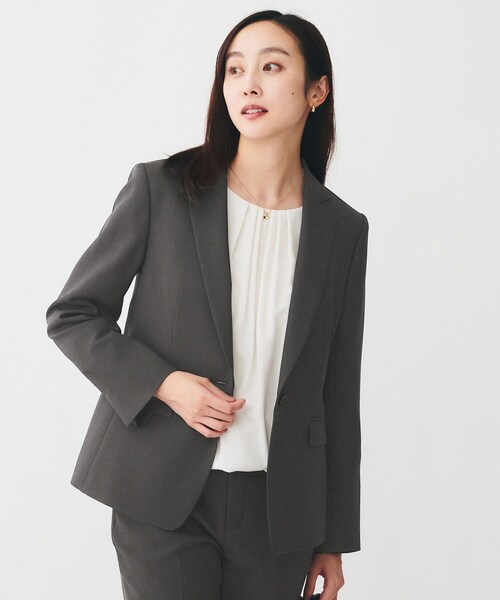 UNTITLED（アンタイトル）の「【洗える/お仕事スーツ】ドライメランジ テーラードジャケット（テーラードジャケット・レディース・チャコールグレー/ベージュ/ネイビー/チャコール/ベージュ系5・00/01/02/03/04/42/44/46/48/50）」の2枚目の写真