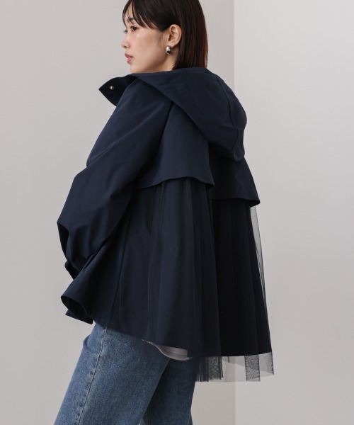 Bou Jeloud(ブージュルード)の「撥水加工バックチュールブルゾン(ブルゾン・レディース・ネイビー/ベージュ・M)」の3枚目の写真